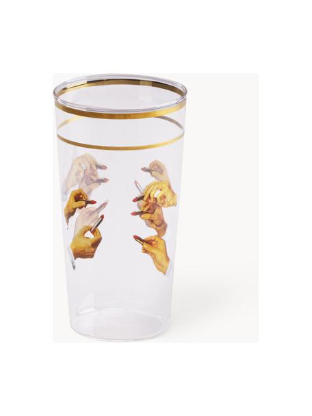 Wasserglas Lipsticks, Dekor: Gold Entdecke die Vielsei, Lipsticks, Ø 7 x H 13 cm, 370 ml