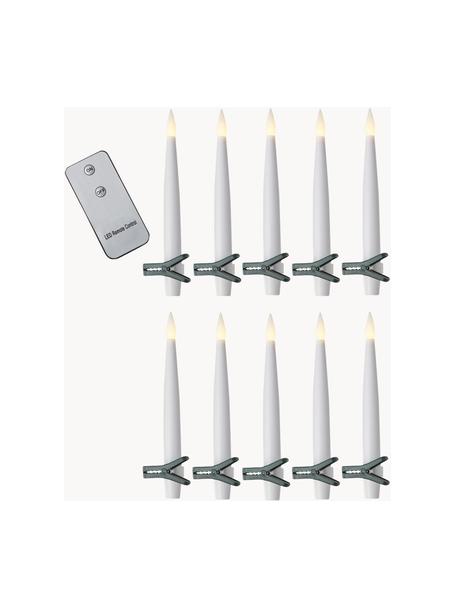 Batteriebetriebene LED-Kerzen Zoe, 11er-Set, warmweiß, Kunststoff, Weiß, Grün, B 2 x H 16 cm