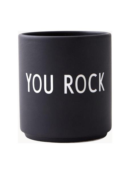 Taza con frase de diseño Favourite YOU ROCK, Porcelana fina de hueso (porcelana)
Fine Bone China es una pasta de porcelana fosfática que se caracteriza por su brillo radiante y translúcido., Negro (You rock), Ø 8 x Al 9 cm, 250 ml