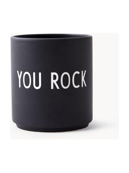 Design Becher Favourite YOU ROCK mit Schriftzug, Fine Bone China (Porzellan)
Fine Bone China ist ein Weichporzellan, das sich besonders durch seinen strahlenden, durchscheinenden Glanz auszeichnet., Schwarz (You rock), Ø 8 x H 9 cm, 250 ml