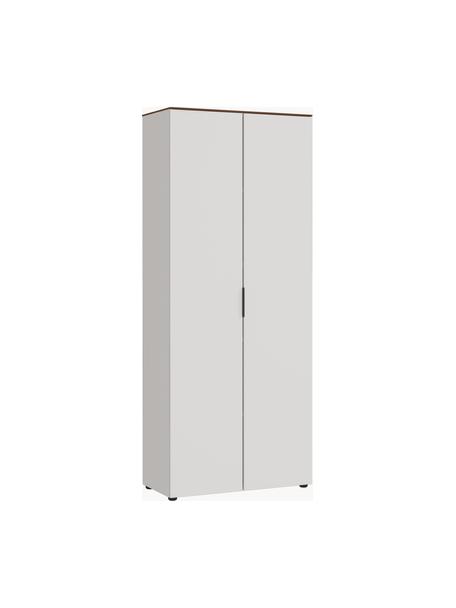 Büroschrank Ancona, Oberfläche: Spanplatte mit Melaminhar, Front: Spanplatte mit Melaminhar, Griffe: Metall, pulverbeschichtet, Hellbeige, Holz in Nussbaumoptik, B 81 x H 197 cm