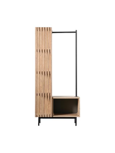 Meuble d'entrée bois de chêne Okayama, Bois de chêne, noir, larg. 80 x haut. 175 cm