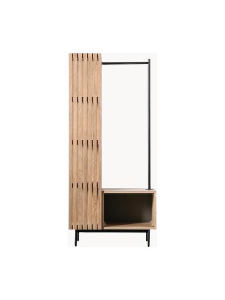 Houten kledingkast Okayama, Frame: MDF met eikenhoutfineer, Eikenhout, zwart, B 80 x H 175 cm