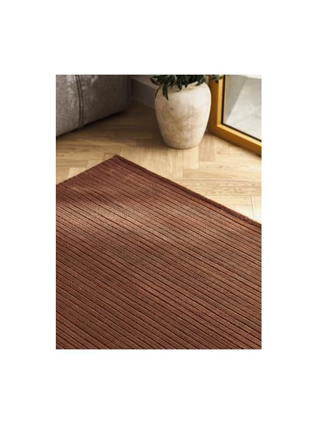 Tappeto soffice a pelo lungo fatto a mano con motivo in rilievo Wes, 100% poliestere, certificato GRS, Terracotta, Larg. 160 x Lung. 230 cm  (taglia M)