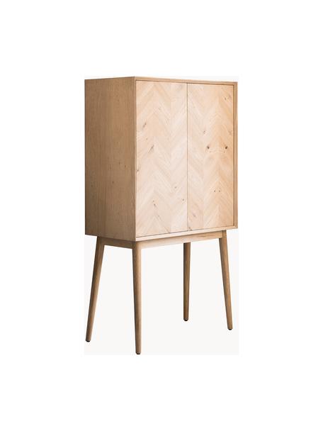 Chiffonnier de madera de roble Milano, Estantes: vidrio, Madera de roble, An 85 x Al 157 cm