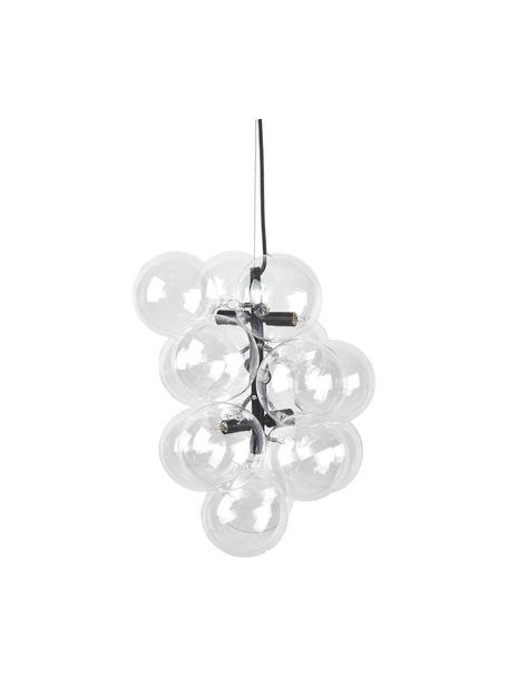 Dizajnová závesná lampa zo skla Bubbles, Priehľadná, čierna, Ø 32 cm