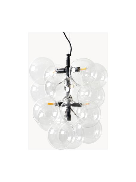 Design hanglamp Bubbles van glas, Transparant, zwart, B 32 x H 42 cm