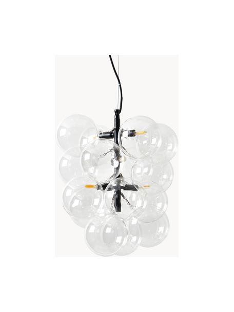 Design hanglamp Bubbles van glas, Transparant, zwart, B 32 x H 42 cm