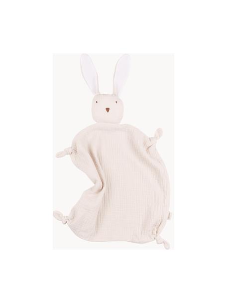 Mousseline knuffeldeken Rabbit, handgemaakt, Mousseline (100% katoen), Crèmewit, B 33 x L 45 cm