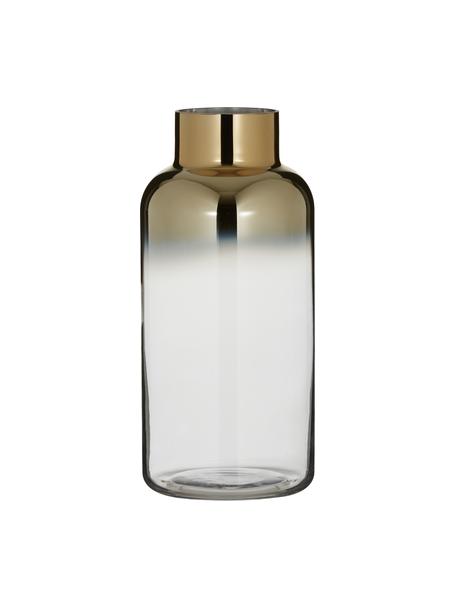 Vaso in vetro soffiato con riflessi dorati Uma, Vetro laccato, Trasparente, dorato, Ø 16 x Alt. 35 cm