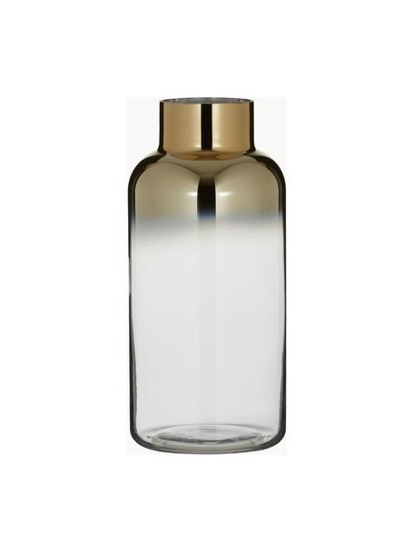 Vaso in vetro soffiato con riflessi dorati Uma, Vetro laccato, Trasparente, dorato, Ø 16 x Alt. 35 cm