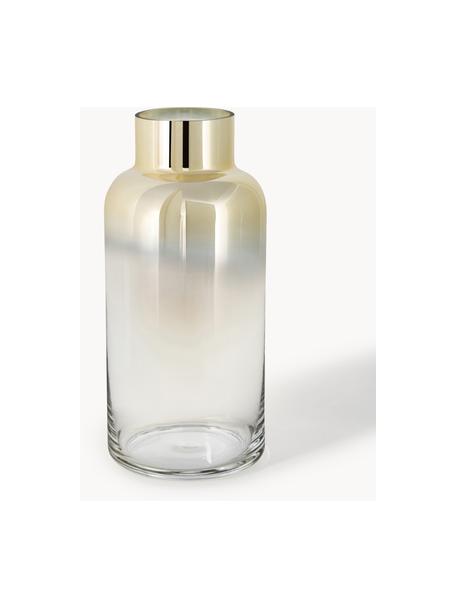 Vaso in vetro soffiato con riflessi dorati Uma, diverse misure, Vetro laccato, Trasparente, dorato, Ø 16 x Alt. 35 cm