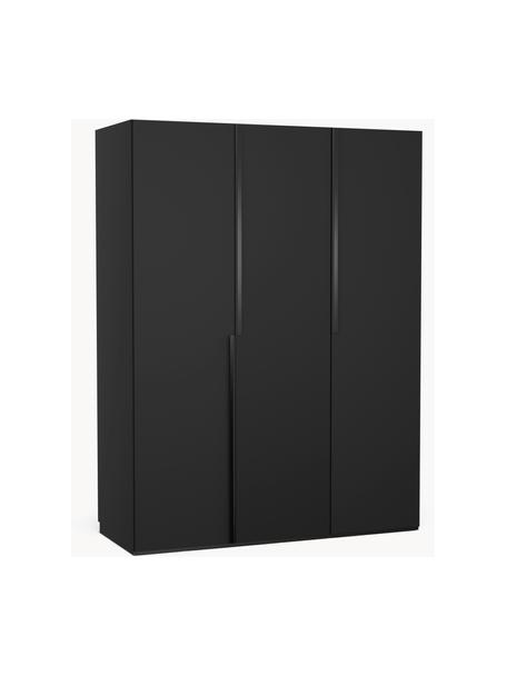 Modularer Drehtürenschrank Leon, 150 cm Breite, mehrere Varianten, Korpus: Spanplatte, melaminbeschi, Schwarz, Basic Interior, B 150 x H 200 cm