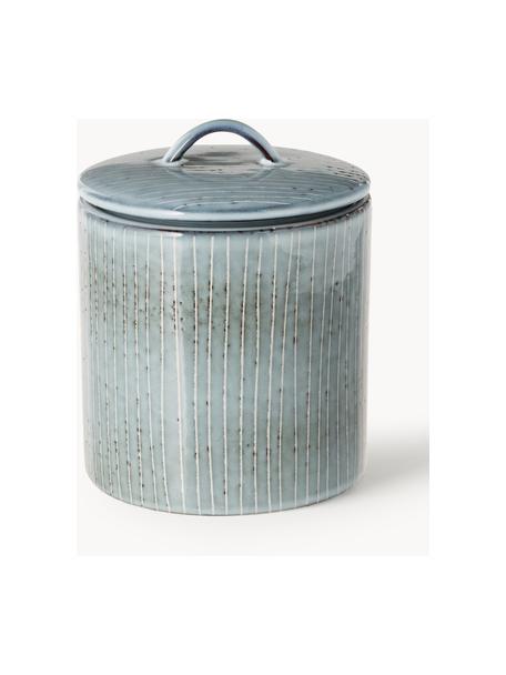 Boîte de rangement artisanale Nordic Sea, Grès cérame, Gris-bleu, chiné, Ø 12 x haut. 12 cm, 1 L