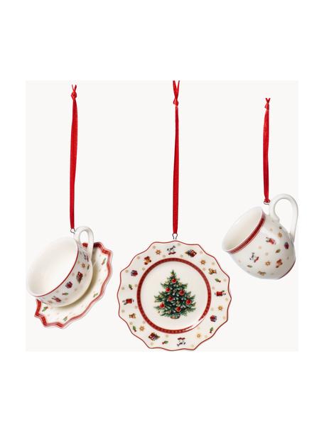 Set 3 addobbi in porcellana per albero di Natale Toy's Delight, Porcellana Premium, Bianco, rosso, Set in varie misure