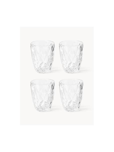 Vasos de agua con relieve Colorado, 4 uds., Transparente, Ø 8 x Al 10 cm, 260 ml