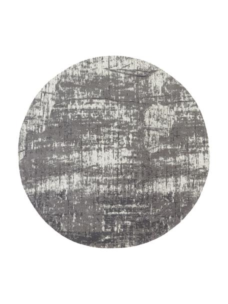 Kulatý ručně tkaný bavlněný koberec ve vintage stylu Luise, Odstíny šedé a bílé, Ø 120 cm (velikost S)