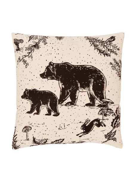 Kussenhoes Animal Toile van biokatoen, 100% biokatoen, GOTS-gecertificeerd, Beige, zwart, patroon, B 45 x L 45 cm