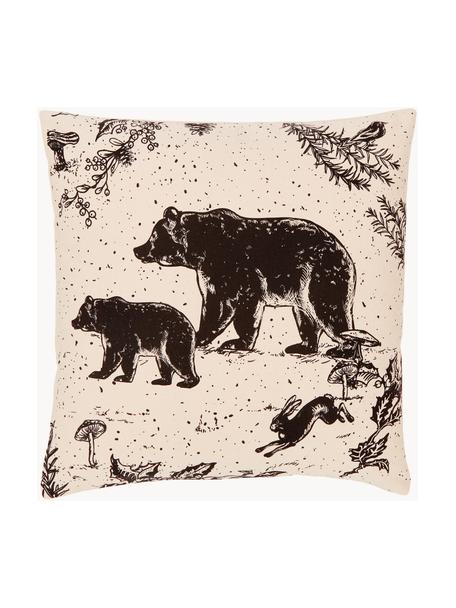 Kussenhoes Animal Toile van biokatoen, 100% biokatoen, GOTS-gecertificeerd, Beige, zwart, B 45 x L 45 cm