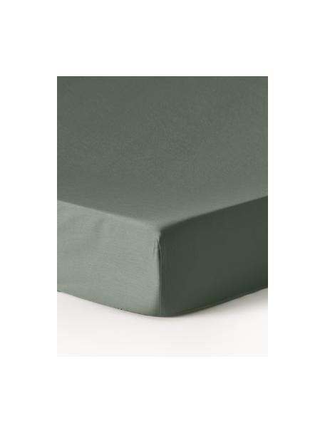 Lenzuolo con angoli topper in raso di cotone Premium, Verde scuro, Larg. 180 x Lung. 200 cm, Alt. 15 cm
