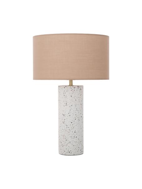 Velká stolní lampa s betonovou podstavou Mosaik, Starorůžová, bílá se vzorem terrazzo, Ø 33 cm, V 50 cm