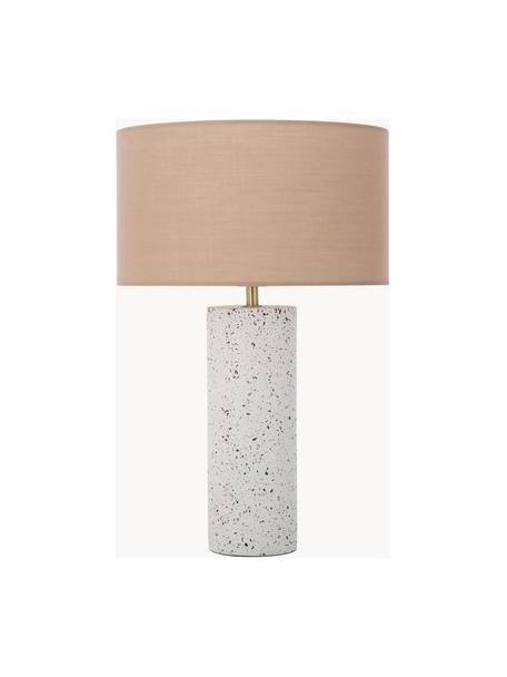 Velká stolní lampa s betonovou podstavou Mosaik, Starorůžová, bílá se vzorem terrazzo, Ø 33 cm, V 50 cm