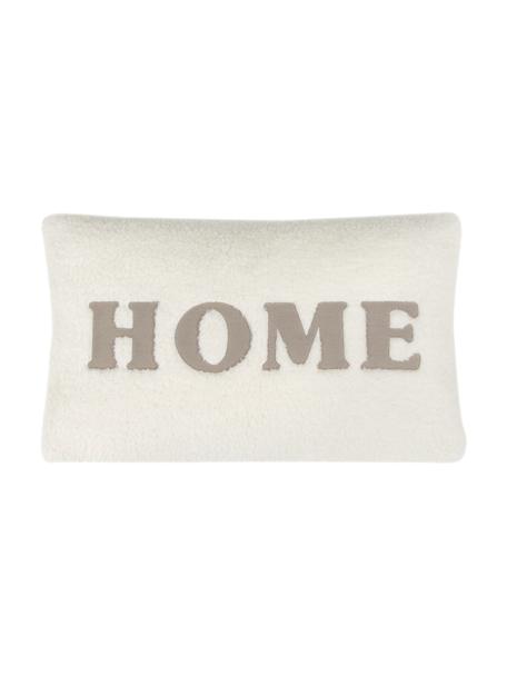 Housse de coussin rectangulaire peluche Home, 100 % polyester (tissu peluche), Blanc crème, beige, larg. 30 x long. 50 cm