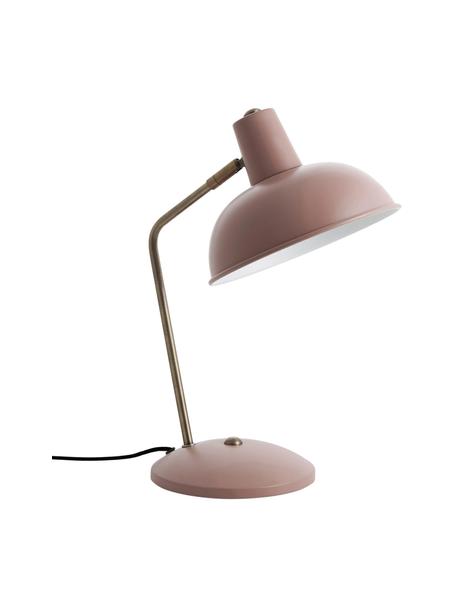 Retro bureaulamp Hood in oudroze, Lampenkap: gelakt metaal, Lampvoet: gelakt metaal, Lamp: roze, messingkleurig. Lampenkap binnenzijde: wit, B 20 x H 38 cm