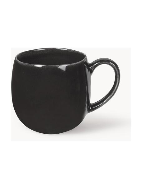 Tasses à thé XL artisanales Nordic Coal, 2 pièces, Grès cérame, Noir, chiné, Ø 9 x haut. 10 cm, 450 ml