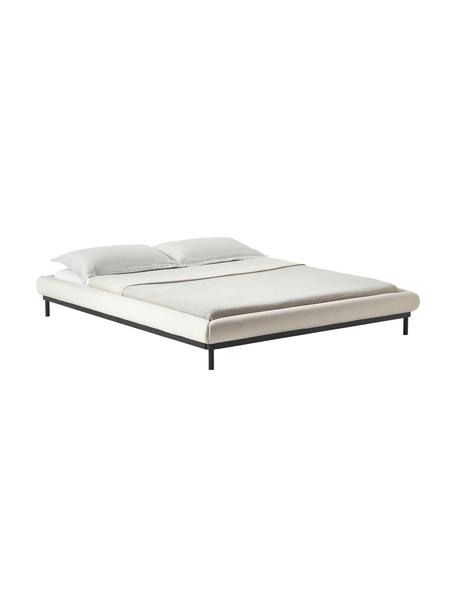 Cama tapizada Meya, Tapizado: tejido finamente texturiz, Estructura: metal con pintura en polv, Tejido beige, An 140 x L 200 cm