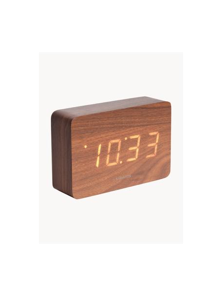 LED-Wecker Square mit USB-Anschluss, Holzfurnier, Dunkles Holz, B 15 x H 10 cm
