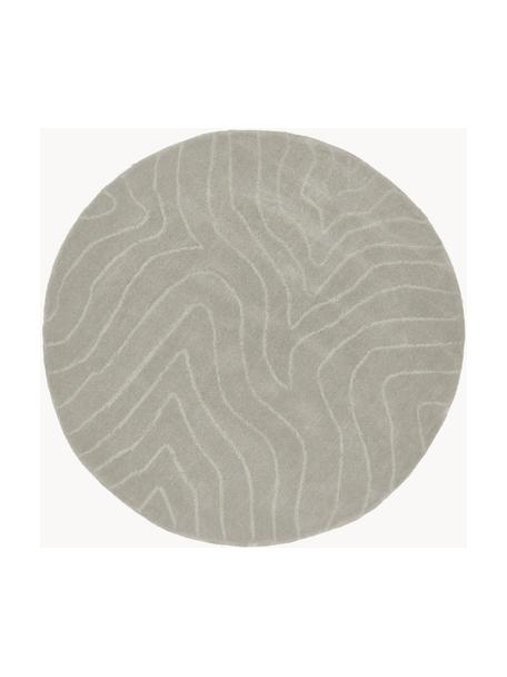 Tapis rond laine tufté main Aaron, Grège, Ø 120 cm (taille S)