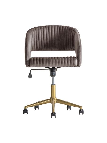 Chaise de bureau pivotante velours Murray, hauteur ajustable, Velours gris, couleur dorée, larg. 56 x prof. 52 cm