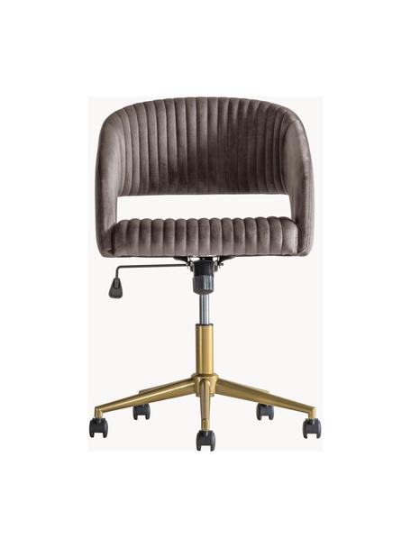 Chaise de bureau pivotante en velours Murray, hauteur ajustable, Velours gris foncé, doré, larg. 56 x prof. 52 cm