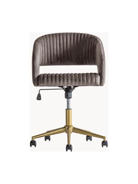 Samt-Schreibtischstuhl Murray, höhenverstellbar, Bezug: Samt (100 % Polyester), Beine: Metall, galvanisiert, Rollen: Kunststoff (Nylon), Samt Dunkelgrau, Goldfarben, B 56 x T 52 cm