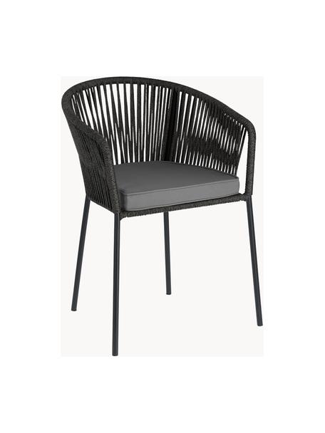 Záhradná stolička Yanet, Čierna, tmavosivá, Š 56 x H 55 cm