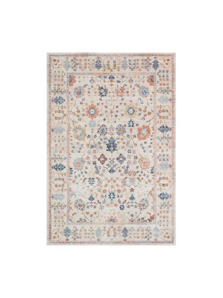 Eckiger Kurzflor-Teppich Heritage in Elfenbeinfarben mit bunten Ornamenten, Flor: 100% Polyester, Elfenbeinfarben, B 120 x L 170 cm (Größe S)