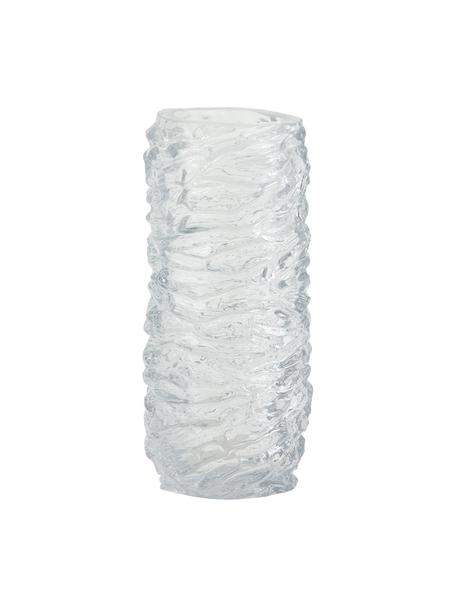 Hohe Glas-Vase Maio mit strukturierter Oberfläche, Glas, Transparent, Ø 12 x H 28 cm