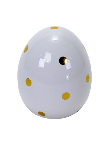 Piezas decorativas huevos de porcelana Dolimit, 3 uds., Porcelana, Blanco, dorado, Ø 10 x Al 13 cm