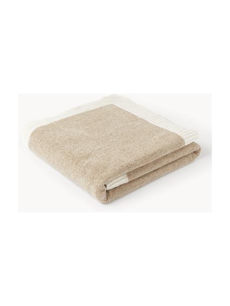 Copriletto in ciniglia Demi, 100% cotone, Beige chiaro, bianco crema, Larg. 130 x Lung. 170 cm