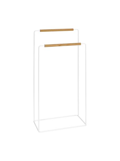 Portasciugamani Barbican, Metallo, legno di caucciù verniciato, Bianco, caucciù, Larg. 40 x Alt. 81 cm