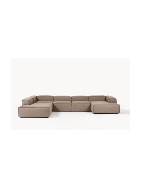 Sofa modułowa Lennon, Tapicerka: 100% poliester Dzięki tka, Stelaż: lite drewno, sklejka, Nogi: tworzywo sztuczne, Taupe tkanina, S 418 x G 269 cm,  lewostronna
