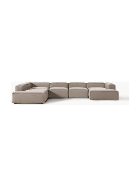 Sofa modułowa Lennon, Tapicerka: 100% poliester Dzięki tka, Stelaż: lite drewno sosnowe, skle, Nogi: tworzywo sztuczne Ten pro, Taupe tkanina, S 418 x G 269 cm,  lewostronna