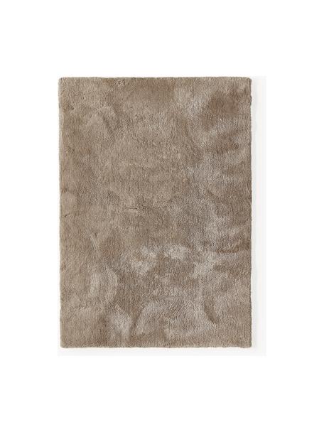 Pluizig hoogpolig vloerkleed Leighton, Microvezels (100% polyester, GRS-gecertificeerd), Bruin, B 160 x L 230 cm (maat M)