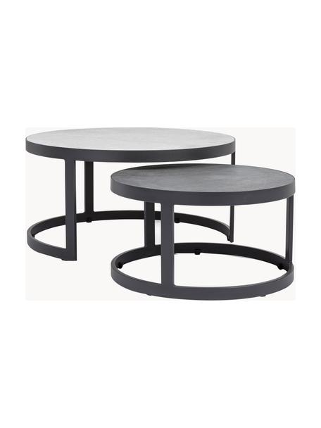 Tables basses de jardin rondes Jacob, 2 élém., Tons gris, anthracite, Lot de différentes tailles