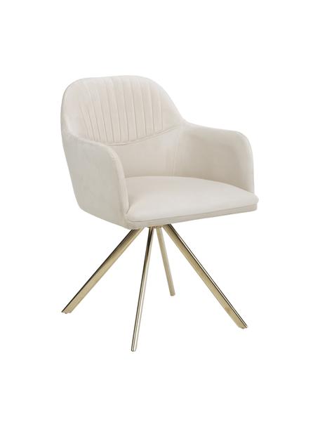 Sametová otočná židle Lola, Bílá, Š 53 cm, H 55 cm