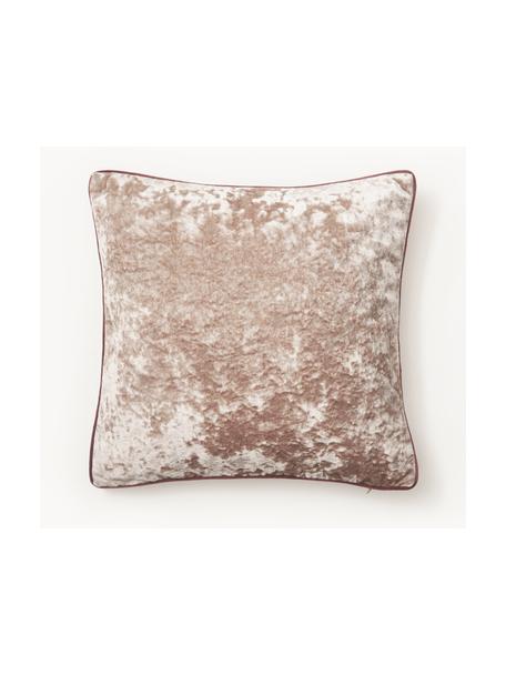 Fluwelen kussenhoes Enid in beige met bies, Fluweel (100% polyester)
Oeko-Tex Standaard 100, Klasse 1, Beige, roze, B 45 x L 45 cm