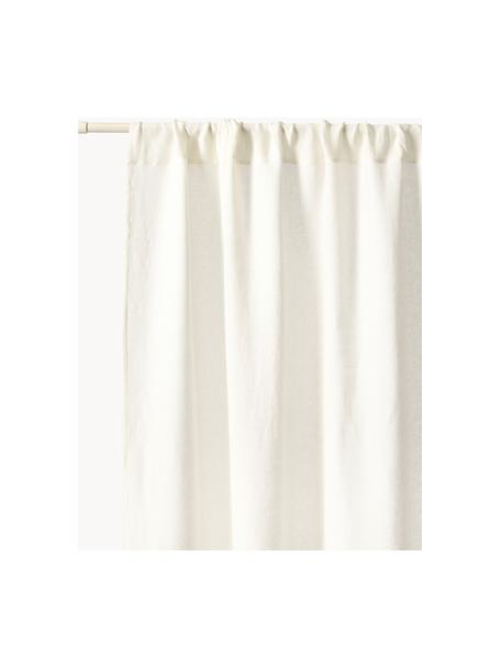 Rideaux semi-transparents avec coulisses supérieures Harmony, 2 pièces, 100 % pur lin, Blanc crème, larg. 140 x long. 260 cm