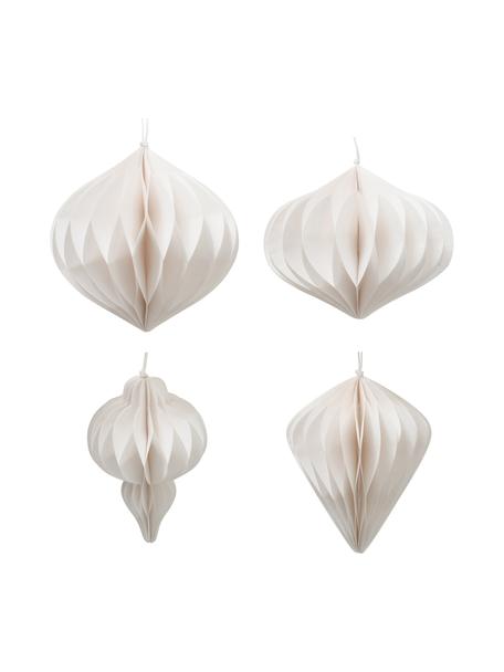 Set 4 ciondoli di Natale Sander, Bianco, Ø 12 cm