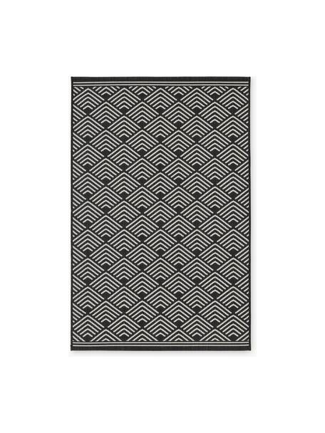 Tappeto da interno-esterno con motivo grafico Milano, Nero, bianco, Larg. 120 x Lung. 180 cm (taglia S)